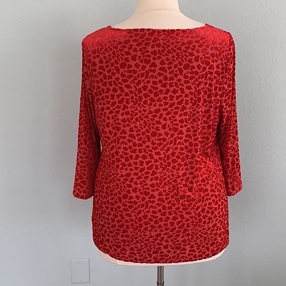Talbots Velvet Burn-out Animal Pattern Top - Picture 6 of 13